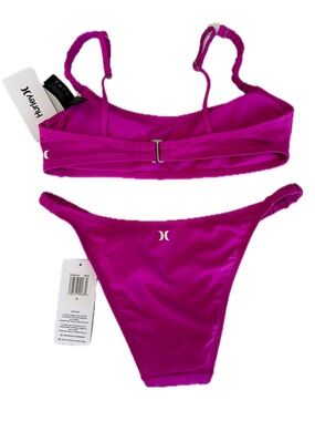 HURLEY Womens Cheeky Orchid Side Scrunch Bikini Bottoms Sz Small
